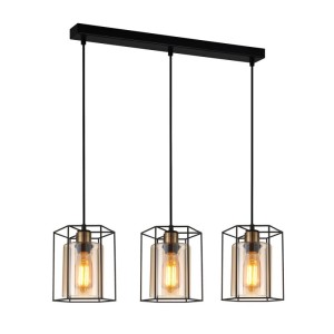 Italux Kalula  Lampa wisząca PND-78901-3-BK+AMB Czarny