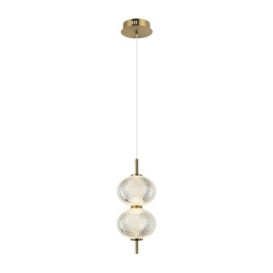 Italux Lazie  Lampa wisząca PND-29038-2-GD Mosiężny, przezroczysty