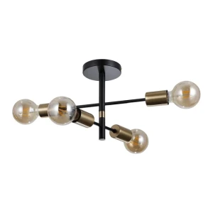 Italux Piansi  Lampa wisząca PND-4025-4-BL-HBR Czarny mat, mosiądz miodowy
