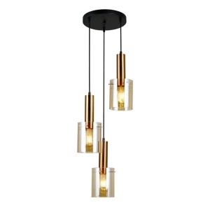 Italux Sardo  Lampa wisząca PND-5581-3A-BRO+AMB Mosiężny