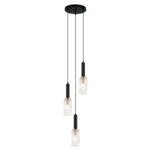 Italux Perola  Lampa wisząca PND-43309-3 BK+BR Czarny, złoty
