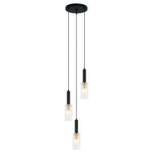 Italux Perola  Lampa wisząca PND-43363-3 BK+BR Czarny, złoty
