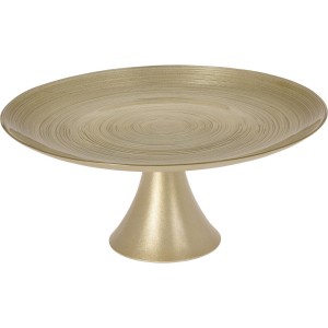 Patera na ciasto szklana 28 cm nowoczesna na nóżce elegancka złota