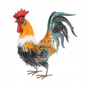 Figurka ogrodowa kogut metalowy kolorowy 40 cm ozdoba ptak