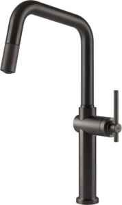 GESSI HABITO Bateria, wyciągana wylewka, czarny metal PVD