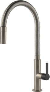 GESSI MESH Bateria jednouchwytowa, wyciąngana wylewka, Czarny matowy/ Finox
