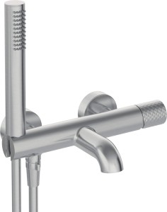 Deante Bateria wannowa z zestawem prysznicowym Silia Hexa stal  BHS_F11M