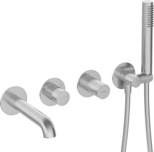 Deante Bateria wannowa 4-otworowa podtynkowa Silia Hexa stal  BHS_F18P