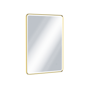 Excellent lustro łazienkowe 80x60 cm z oświetleniem LED, złoty połysk