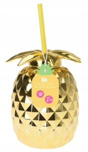 Złoty kubek ananas do picia dla dzieci na imprezy i przyjęcia