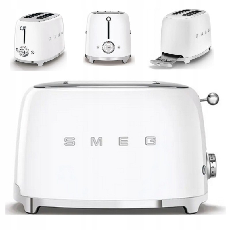 Toster Smeg Sandwich Opiekacz na Tosty Kanapki Biały Retro 950 w Regulacja