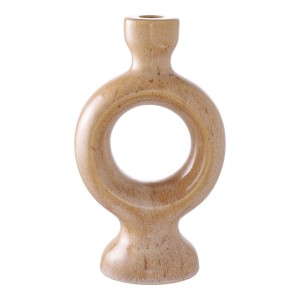 Fernity Świecznik ceramiczny brązowy okrągły
