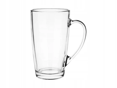 Wysoki Kubek Szklany Szklanka  z Uchem 400 ml  6 szt na Kawę Herbatę Latte