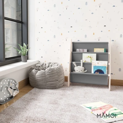 Półka na książki dla dzieci szara regał 52x25x63cm