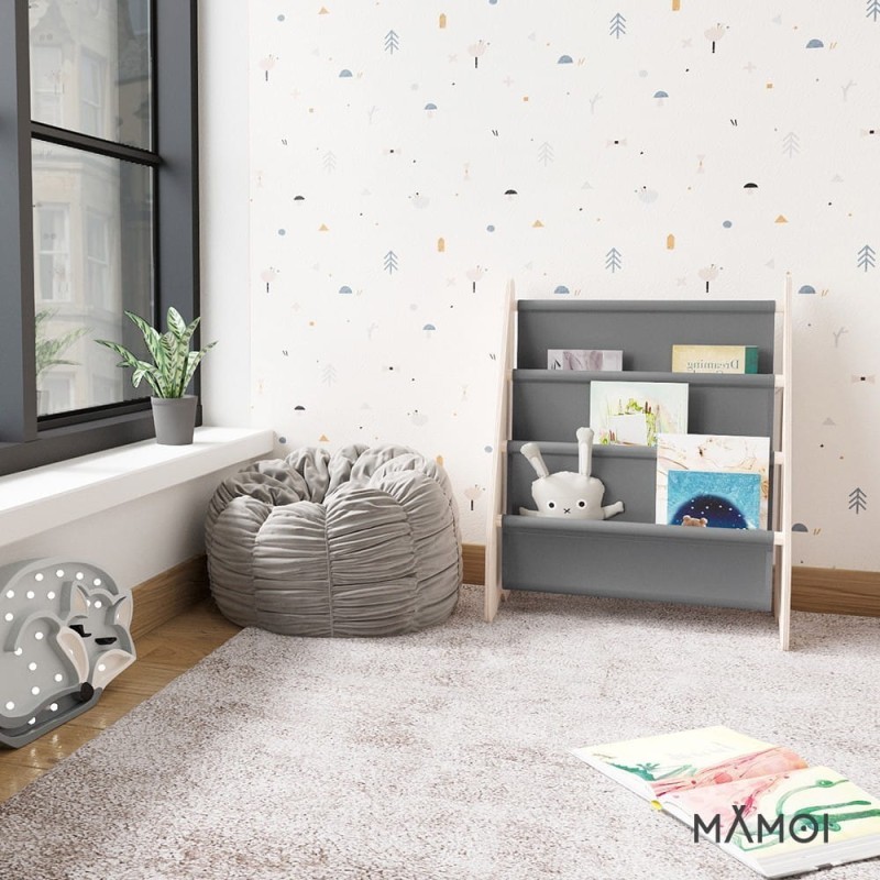 Półka na książki dla dzieci szara regał 52x25x63cm