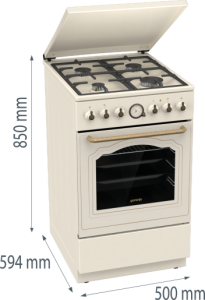 Gorenje Classico Kuchnia gazowo-elektryczna, 50 cm GKS5B70CLI