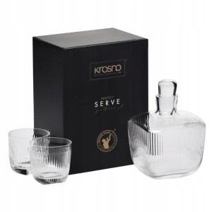 Zestaw do whisky karafka i 2 szklanki 3 el szklany komplet Krosno Serve