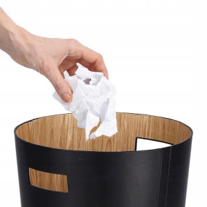 Kosz na śmieci papier biurowy czarny drewniany 14l okrągły Zeller