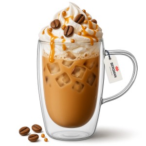 Szklanka termiczna 450ml z uchem podwójne szkło do kawy latte Bergman