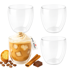 Zestaw szklanek termicznych 250ml podwójne szkło do kawy Bergman 4 szt.