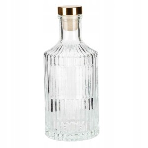 Szklana butelka dekoracyjna na nalewki soki alkohol 250 ml złoty korek