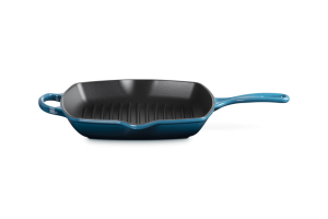 Le Creuset Kwadratowa Patelnia Grillowa Żeliwna 26cm Deep Teal 20183266420422