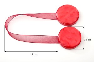 Bordowy upinacz dekoracyjny z magnesem, 100% poliester