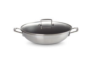 Le Creuset Wok 3-PLY ze szklaną pokrywą 30 cm, stal nierdzewna 96201130001000