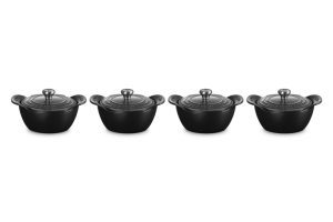 Le Creuset ZESTAW 4 MINI COCOTTE 11 CM CZARNY MATT Z POKRYWKĄ 21500110000425