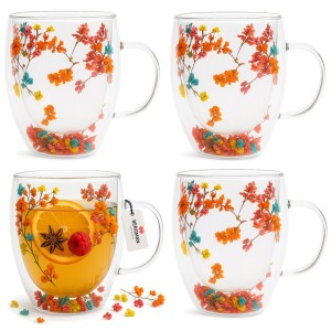 Zestaw szklanek termicznych z uchem 350ml podwójne szkło Bergman 4 szt.