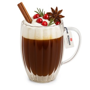 Szklanka termiczna z uchem 350ml z podwójnym szkłem Bergman