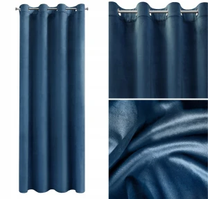 Zasłona z welwetu 135x250 cm na przelotkach granatowa EUROFIRANY
