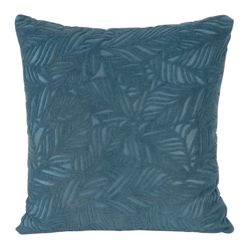 POSZEWKA WZÓR LIŚCIE WELUR VELVET 40X40 NIEBIESKA