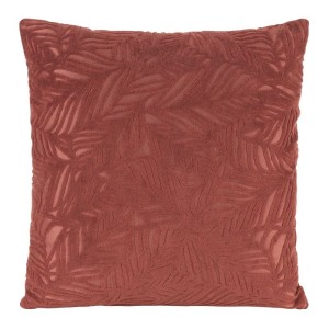 Poszewka welwetowa 40x40 cm ciemnoróżowa z motywem roślinnym 320 GSM