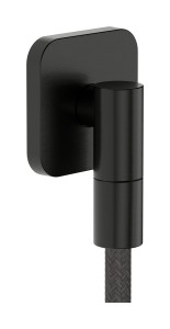 Hansgrohe FixFit Fine Q Przyłącze węża z zaworem, Czarny Chrom Szczotkowany