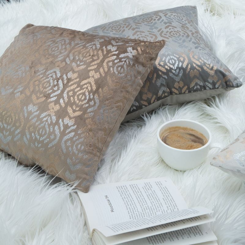 POSZEWKA NADRUK BOHO WELUR VELVET 40X40 KREMOWA