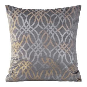 POSZEWKA WELUR VELVET NADRUK BOHO 40X40 CM SZARA
