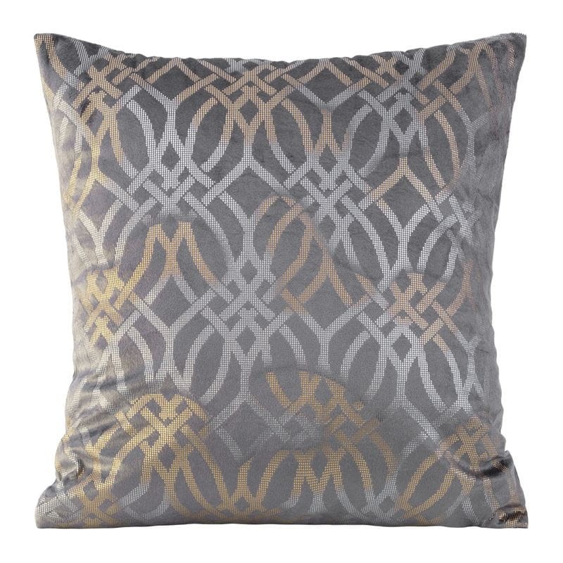 POSZEWKA WELUR VELVET NADRUK BOHO 40X40 CM SZARA