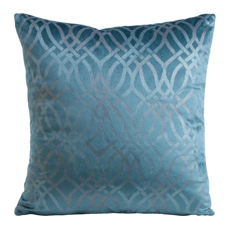 POSZEWKA WELUR VELVET NADRUK BOHO 40X40 NIEBIESKA