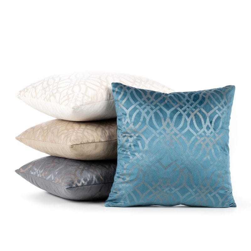 POSZEWKA WELUR VELVET NADRUK BOHO 40X40 NIEBIESKA