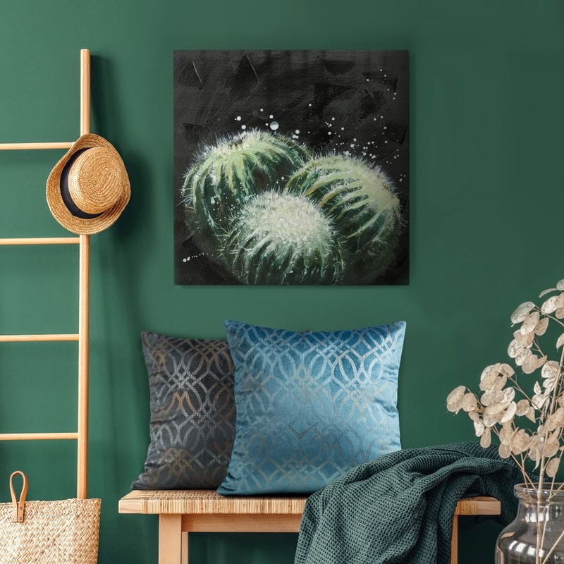 POSZEWKA WELUR VELVET NADRUK BOHO 40X40 NIEBIESKA