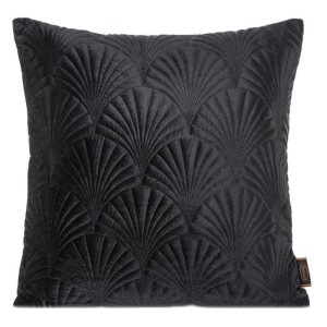 POSZEWKA LIŚCIE PALMY WELUR VELVET 45X45 CM CZARNA