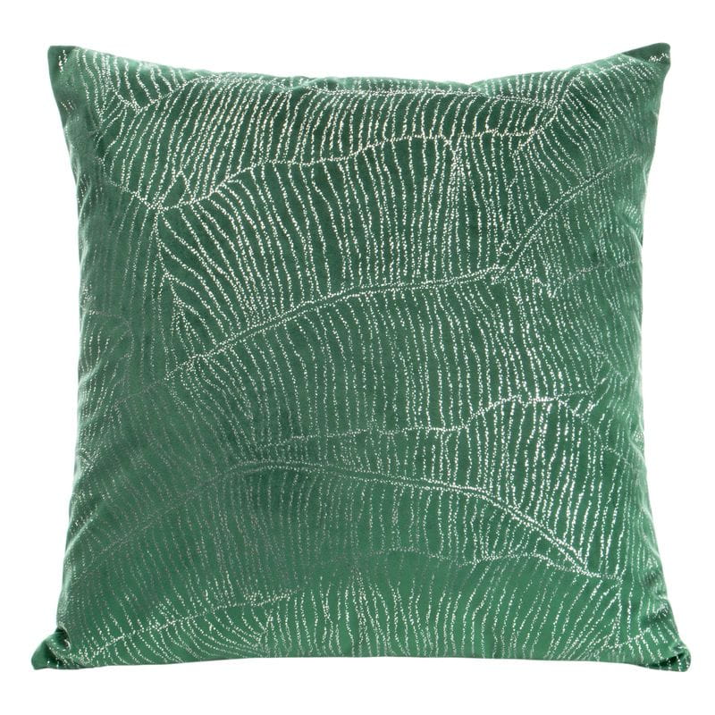 POSZEWKA NADRUK LIŚCIE WELUROWA 45X45 CM ZIELONA