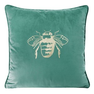 POSZEWKA PSZCZOŁA WELUR VELVET 45X45 CM MIĘTOWA