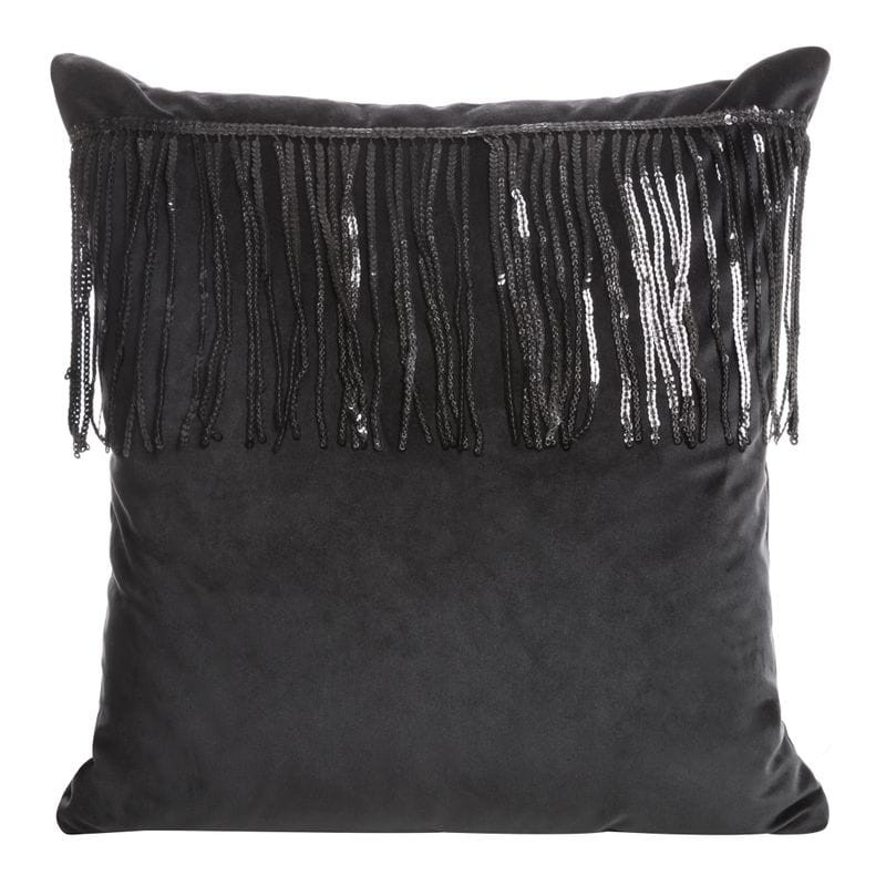 POSZEWKA Z FRĘDZLAMI WELUR VELVET 45X45 CM CZARNA