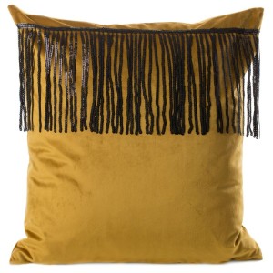 POSZEWKA Z FRĘDZLAMI WELUR VELVET 45X45 CM ZŁOTA