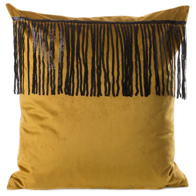 POSZEWKA Z FRĘDZLAMI WELUR VELVET 45X45 CM ZŁOTA