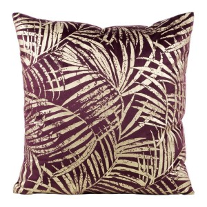 POSZEWKA PALMY LIŚCIE WELUR VELVET 45X45 FIOLETOWA