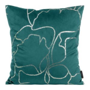 POSZEWKA WELUR VELVET WE WZORY 45X45 CM TURKUSOWA
