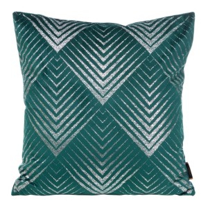 POSZEWKA WELUR VELVET WE WZORY 45X45 CM TURKUSOWA